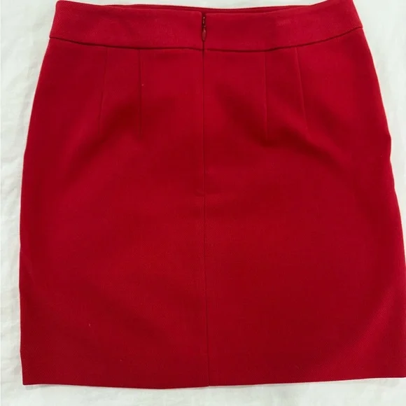 LOFT Red Mini Skirt with Black Buttons - Picture 2 of 5